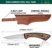 BeaverCraft Bushcraft Knife BSH1 Dune Carbon Steel 125mm Walnut (8)
