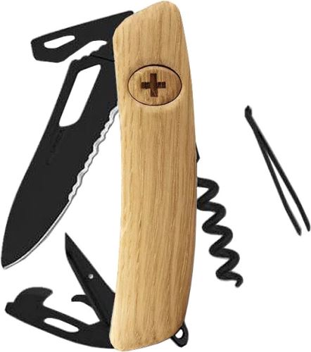 Swiza kapesní nůž SH03TR Allblack Single Hand Wavy Edge