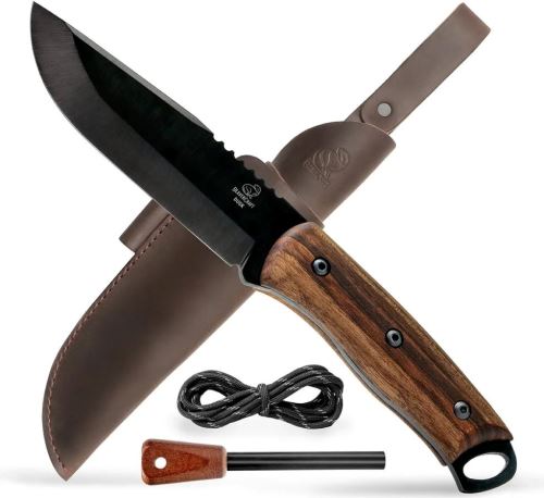 BeaverCraft Bushcraft Knife BSH4 Dusk Carbon Steel With Ferro Rod 125mm Walnut