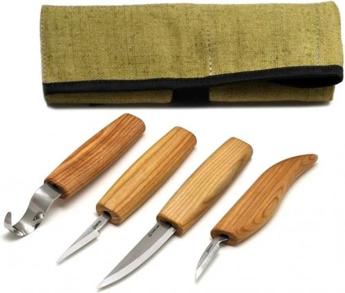 BeaverCraft řezbářská sada Set of 4 Knives in Tool Roll